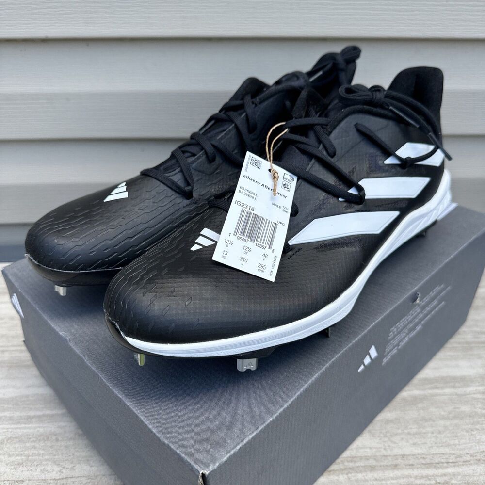 adidas Adizero Afterburner 9 Men's Baseball Cleats Black/White US Size 13